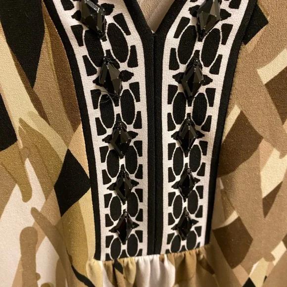 Dana Buchman L Blouse Large Beaded Short Sleeve Top Shirt Lg Stretch - Picture 2 of 8